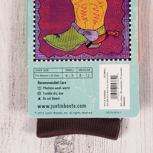 NWT Justin Boots Fashion Cushioned Sole Striped Crew Socks Women's Size Small - Picture 4 of 7